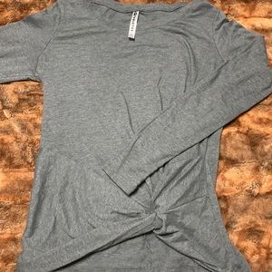 Gray Fabletics Yoga Top with Knotted Detail